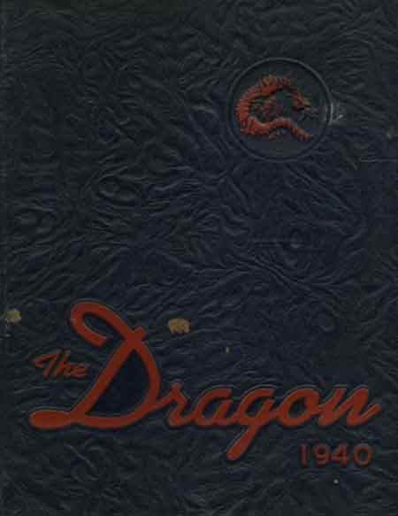 The cover of the 1940 Niles yearbook shows the image of the dragon that was used in school publications and sports teams at that time.
