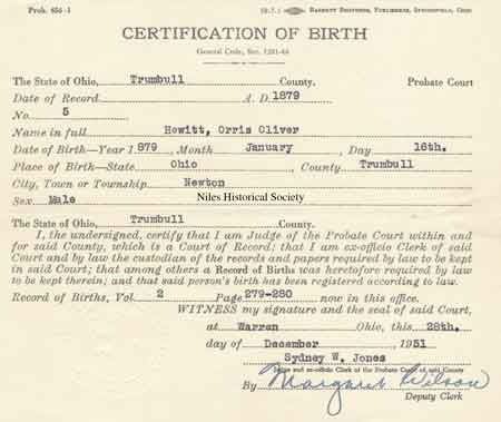 Hewitt birth certificaate