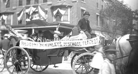 President McKinley's first grade teacher in carriage.