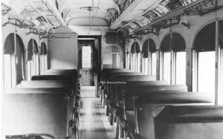 The interior of car # 308 built by the Niles Car & Manufacturing Co. It is now in the Indiana Museum of Transportation & Communication in Noblesville, Ind. PO1.1435