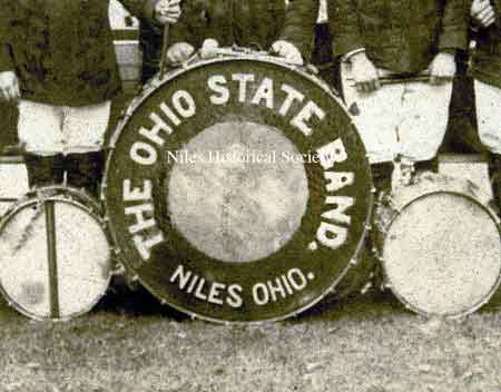 Close-up of Ohio State Band Drum head.