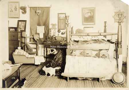 Interior views of a bedroom and a law office situated in the McKinley Museum on the Tibbetts property in McKinley Heights.