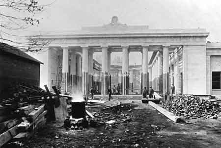 Dated October 28, 1916, the front courtyard of the McKinley Memorial is almost completed.