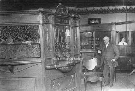 Inside view of the bank where George and Allie Taylor worked, Home Federal and Savings, 1914.