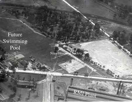 Aerial view of the land donated to the City of Niles, this would become Waddell Park.
