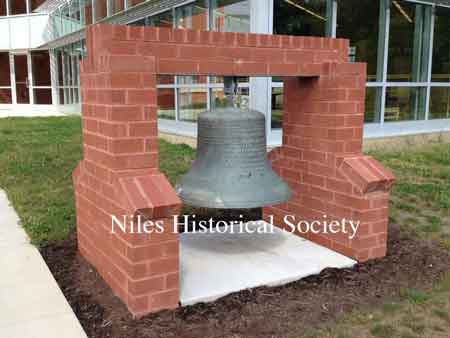 The Old Central School bell at the new Niles McKinley High School on Dragon Drive.