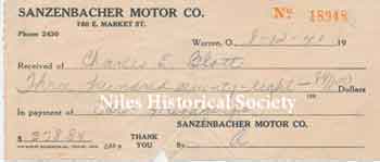 Bill of sale for the Dodge from Sanzenbacher Motors.