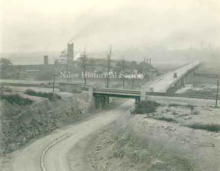 This photo of the final phases of construction on the Niles-McDonald viaduct was taken in 1922 looking toward McDonald.
