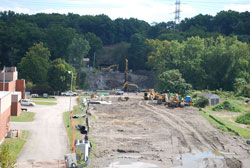 The final photos show the demolition in October 2014 and the new steel beams being placed in March 2015.The final photos show the demolition in October 2014 and the new steel beams being placed in March 2015.