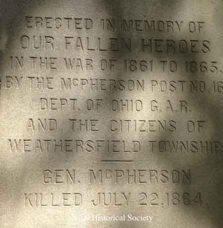 The Civil War Monument Inscription.