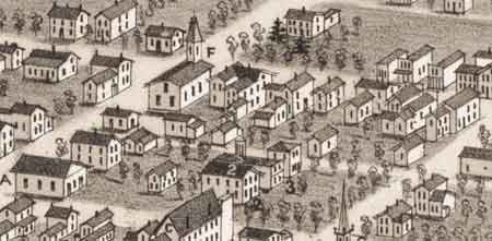 Close-up of the 1882 Panoramic map of Niles.