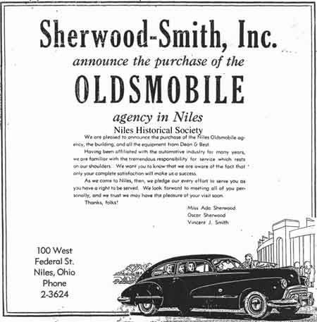 Sherwood-Smith Oldsmobile advertisement.
