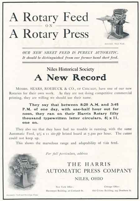 Actual flyer advertisement for the rotary feed on the rotary press. 