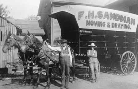 Sandman's Draying service was a fore-runner of trucking companies in Niles.