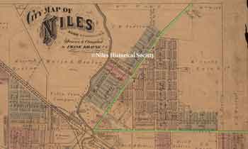 1874 Map of Niles, Ohio with Robbins Avenue and Vienna Avenue highlighted.