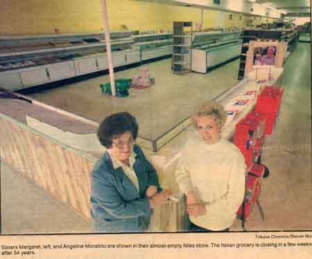 Sisters Margaret, left, and Angeline Morabito are shown in their almost-empty store which will be closing in a few weeks.