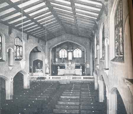Unfinished interior of Mount Carmel Church, 1924.