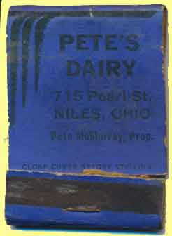 Pete's Dairy Matchbook