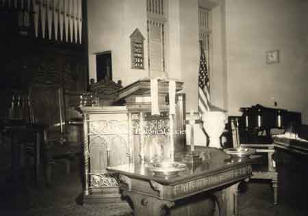 Interior view of the Niles First Presbyterian Church when it was located downtown.