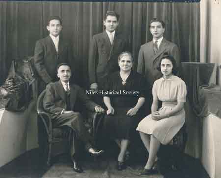Isaac Shaker's sister Josephine Shaker (Stets), my grandmother Sophia Shaker, Grandfather Isaac Shaker and back row left to right, Joseph, Simon and Mitchell Shaker.