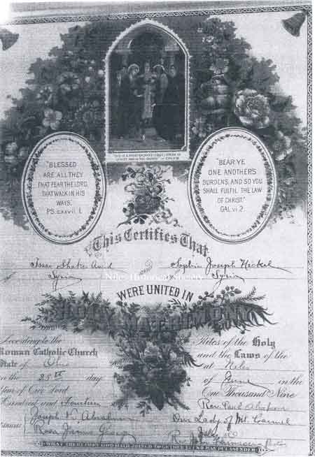 Wedding certificate of Isaac and Josephine Shaker, married on June 25, 1914.