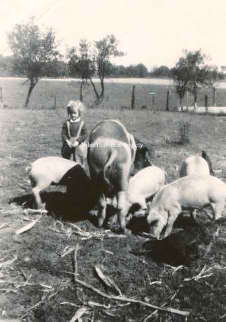 Arlene Pietrouski with farm livestock.
