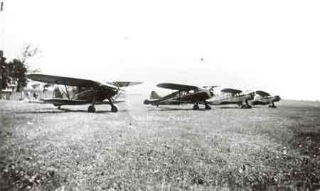 Planes waiting to be loaded for the food drop at the Niles Republic Steel plant during the 1937 strike.