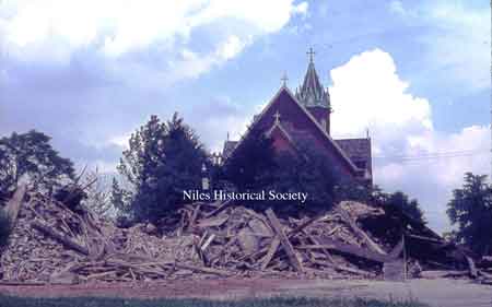 Demolition of the St. Stephen's School building in 1990.