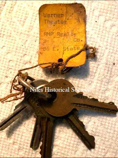 Photo of the keys to the Warner Theater located at 86 East State Street, Niles, Ohio.