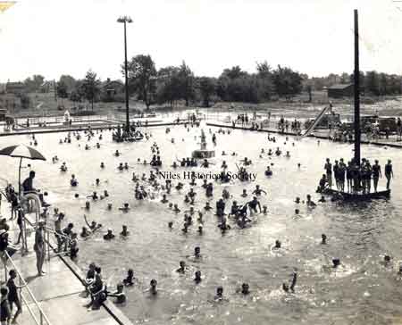 People enjoying Waddell Pool in 1934