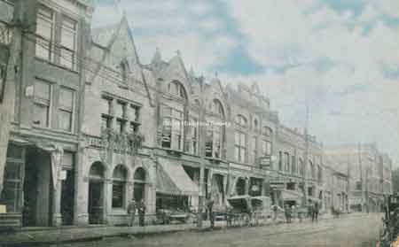 Another view of the west side of South Main Street featuring the Benedict Building on the far left of the photograph, ca 1895.