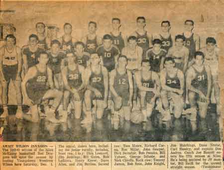 The 1962-63 edition of the Niles McKinley basketball Red Dragons, including the junior varsity.
