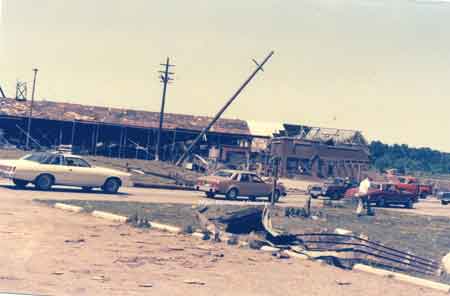 Aftermath of the 1985 tornado destruction of the Niles Republic Steel plant on North Main Street.