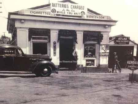 On the Southeast Corner was a gas station, built in 1924 by Phil Bianco. It was operated as a Cities Service Station until it became a Fleet Wing station in 1947.