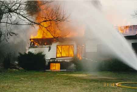 House in flames.
