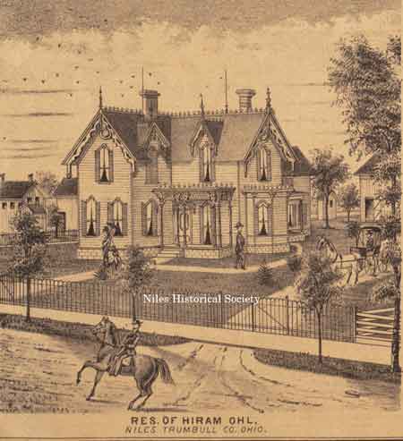 Drawing of the Hiram Ohl residence from the 1874 Everts Trumbull County