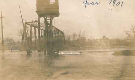 1901 Flood view of watch tower and flood waters