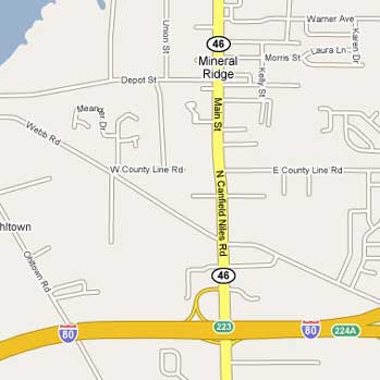 Map I80 to SR46 through Mineral Ridge, Ohio to Niles, Ohio