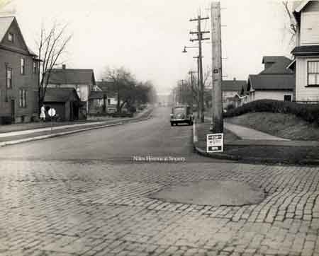 A view from Emma Streeet looking north from Warren Avenue when the WPA project was improving the streets in Niles.