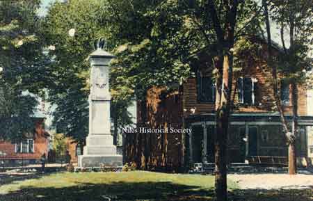 Soldier's Monument in park. The Old Town Hall was on the site where the McKinley Memorial would be built. The monument is still standing on rear grounds of the Memorial.