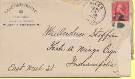 A letter mailed September 24, 1895 with the letterhead of the Sandford House.