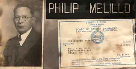 Phil Melillo's barber license.