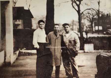 Pictured R-L: Joe Russo who ran the Pennzoil gas station across the street from the barbershop, Ray Melillo and Pat Cera.
