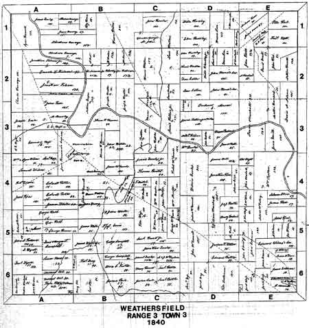 1840 Weathersfield Map of Property Owners.