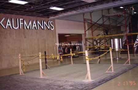 The interior of the Eastwood Mall main concourse during the renovation that led to the removal of the fountains. Dated February 17, 1995