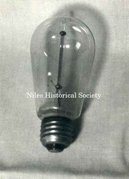 Photo of a light bulb produced at the GE plant in Niles.