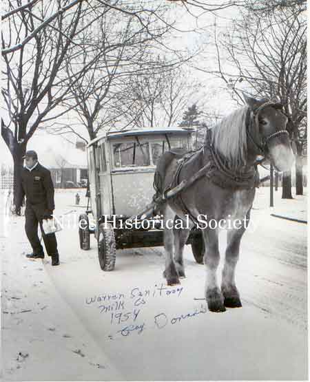Ray Donadio delivering milk for Warren Sanitary Milk Company in 1954.