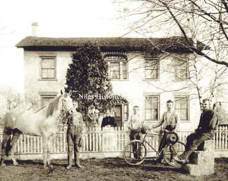 Stein boys in front of home, ca 1905.