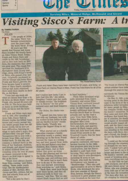 Times newspaper Sisco Farm article.