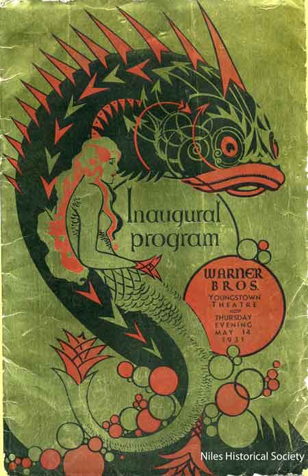 Original cover of Inaugural program celebrating opening of the Warner Theatre in Youngstown, Ohio, May 14, 1931.